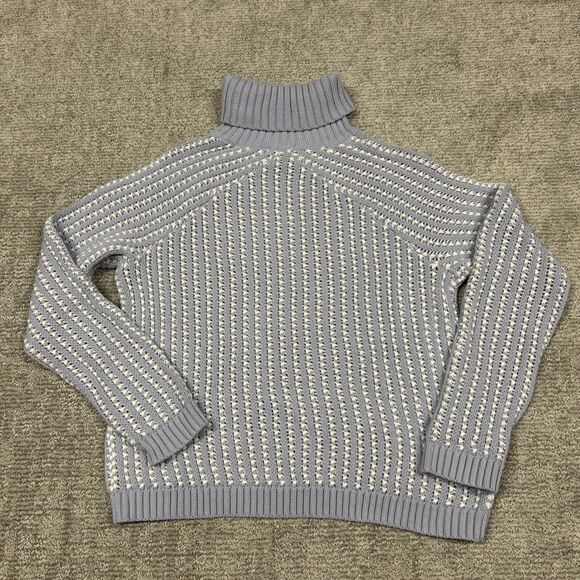 Haven Well Within Sweater Womens Large Open Knit Chunky Turtleneck Lavender New - Picture 7 of 9